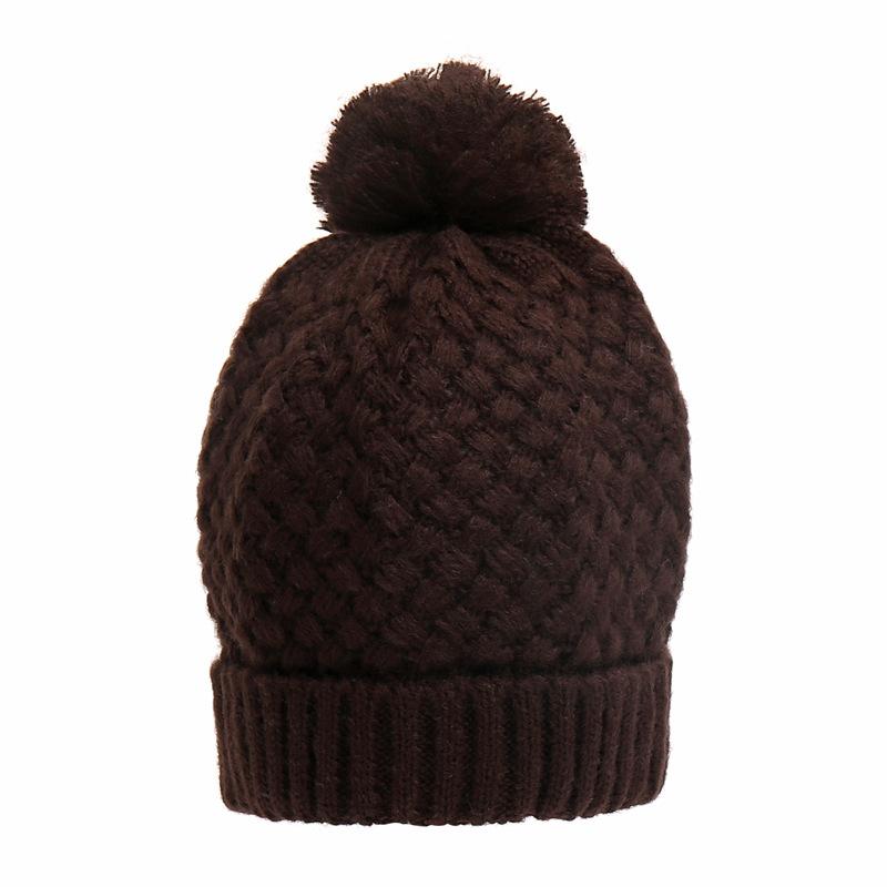 Winter Velvet Corn Hat Cute Wool Ball Solid Color Knitted Hat Warm Toe Cap Women'S Wool Hat Versatile