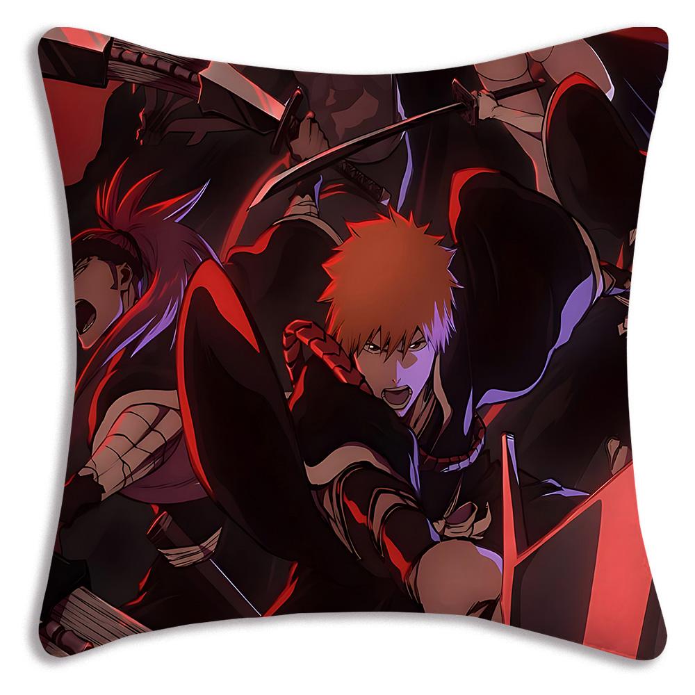 Hot Anime Bleach Ichigo Pillow Covers Cartoon Sofa Decorative Home Double-Sided Printing Short Plush Cute Cushion Cover
