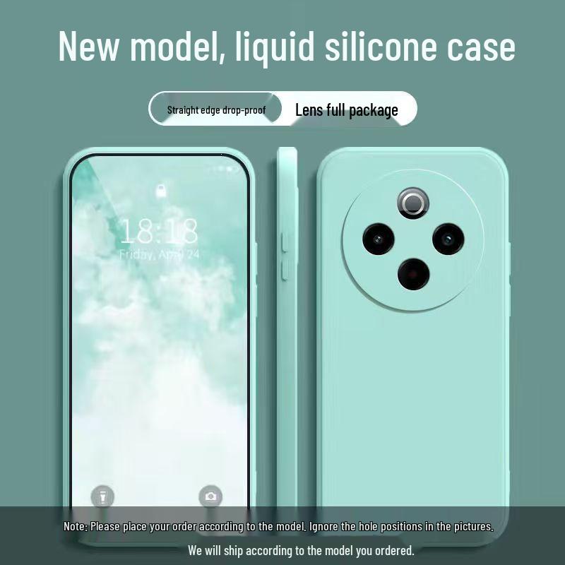 Vivo Y300pro+ Soft Silicone Cube Case: Solid Color, Liquid, Drop-Proof, All-Inclusive, Straight Edge Design