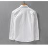 Spring and Summer Long Sleeve Mens Shirts Korean Version Solid Color Slim Shirts Comfort Pure Cotton Turn Down Collar Solid Color Casual Tops