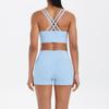 Nude Brushed Cross Back Bra, Casual Sports, Hip Lifting Shorts, Fitness Yoga Suit Two-piece Set