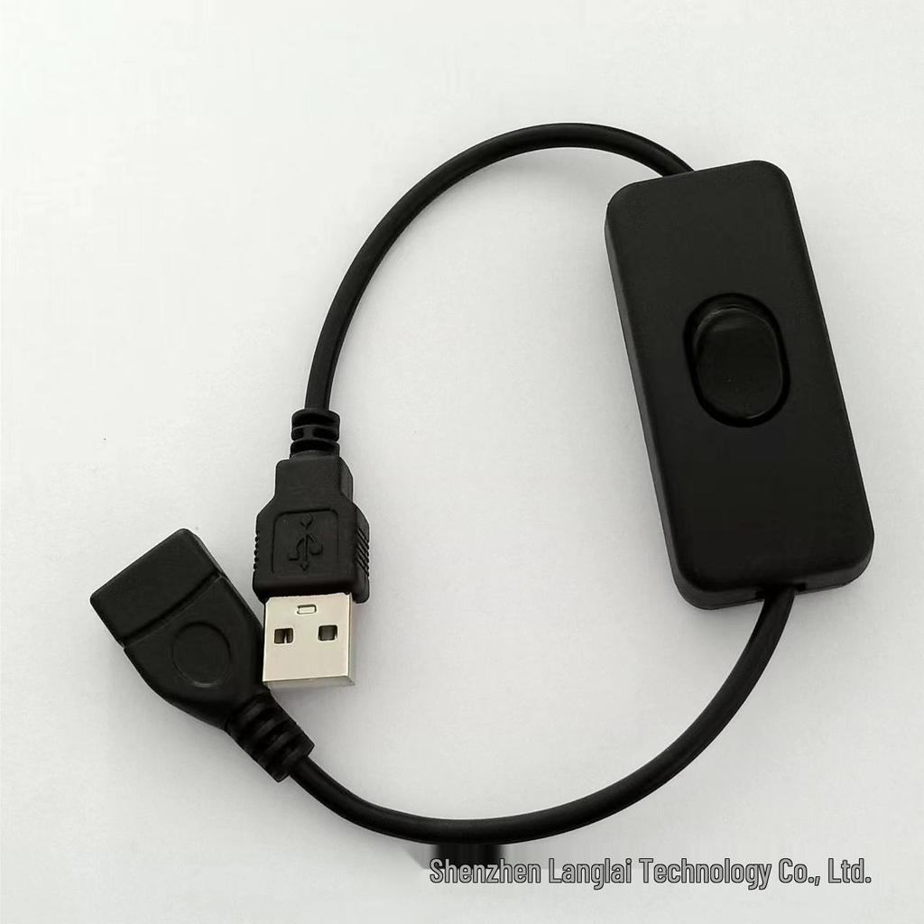 DC5521 USB Power Switch Extension Cord - Black & White