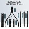 Schwarz Rot 7-teiliges Set Professionelles Maniküre-Set Kits Edelstahl Fingernagel Zehennagel Scheren Set mit Leder Tragbare Hülle