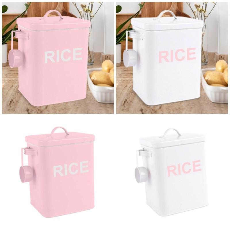 Space Saving Sealed Rice Container Airtight Flour Canister Pet Food Storage Jar with Lid Baking Supplies Organizer