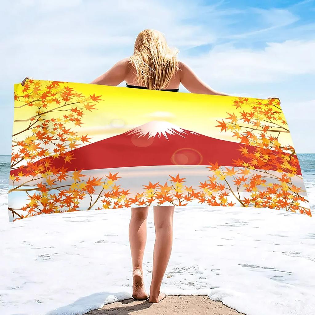 Red Maple Leaf Print Beach Towel Oversized Adults Sand Free Quick Dry Beach Towel Big Bath Towels Travel Accessories Large Towel