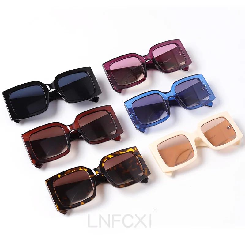  Beige Vintage Rectangle Women Sunglasses Ins Popular Fashion Blue Light Tea Eyewear Men Trending Sun Glasses Shades UV400