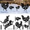 Garden Animal Silhouette Stakes Cat Chicken Iron Metal Statues Decorative Lawn Yard Outdoor Finish Hollow out Stakes