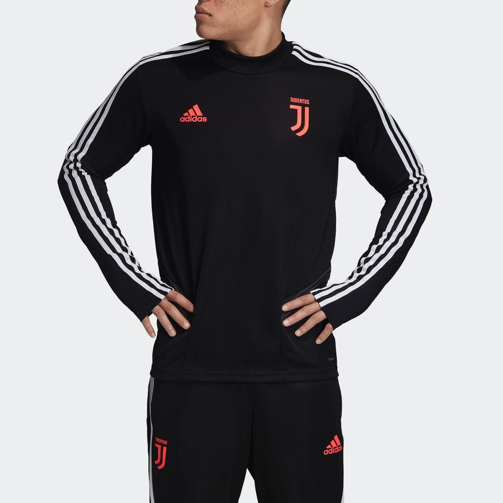 Adidas Felpa Allenamento Juventus Climacool Stagione 2019/20 Pullover a Collo Alto a Righe Stampato Manica Lunga Felpa Uomo Nera DX9143