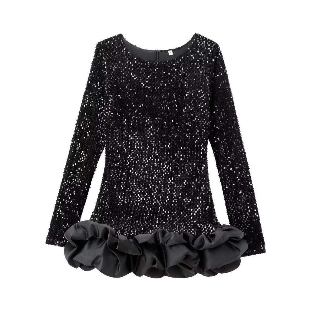 PB&ZA European French Style Long-sleeved Socialite Dress 8453777