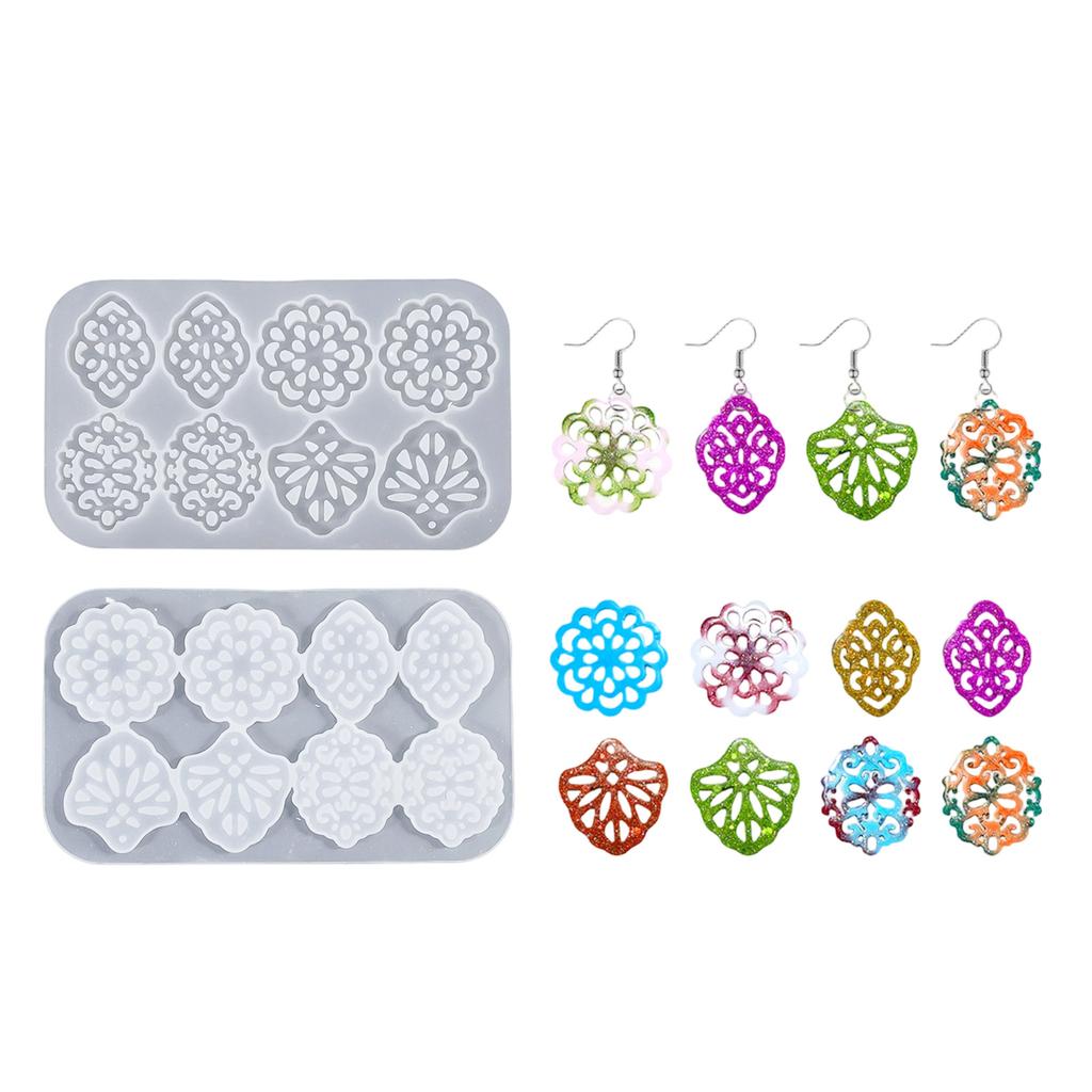 Silicone Mold for DIY Resin Jewelry Making Chinese Style Hollow Pendant Earring Necklace Craft Flexible Pattern Design Mold