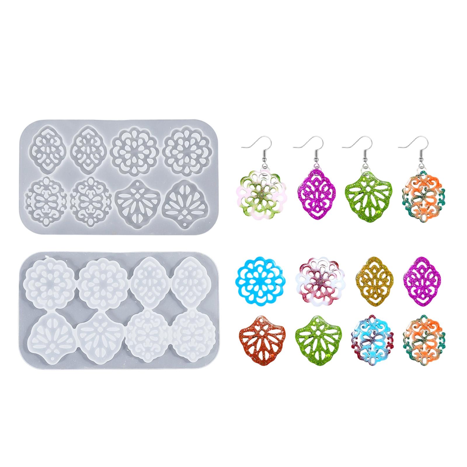 

Silicone Mold for DIY Resin Jewelry Making Chinese Style Hollow Pendant Earring Necklace Craft Flexible Pattern Design Mold One Size білий