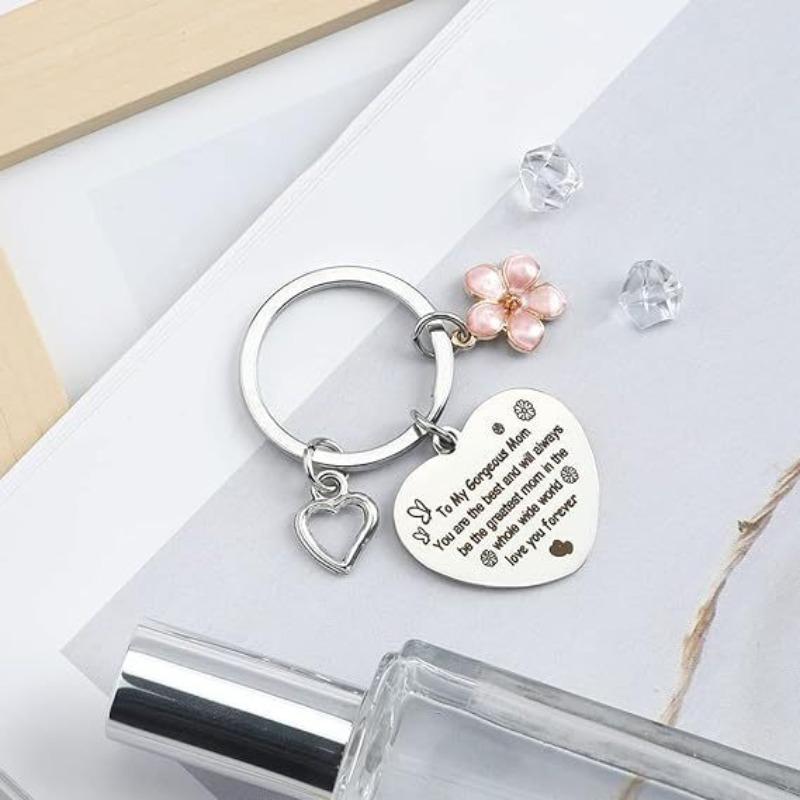 Mothers Day Gift Stainless Steel Keychain Birthday Gift for Mom Christmas Thank You Gift Stainless Steel Keychain for Backpack Bag Pendant
