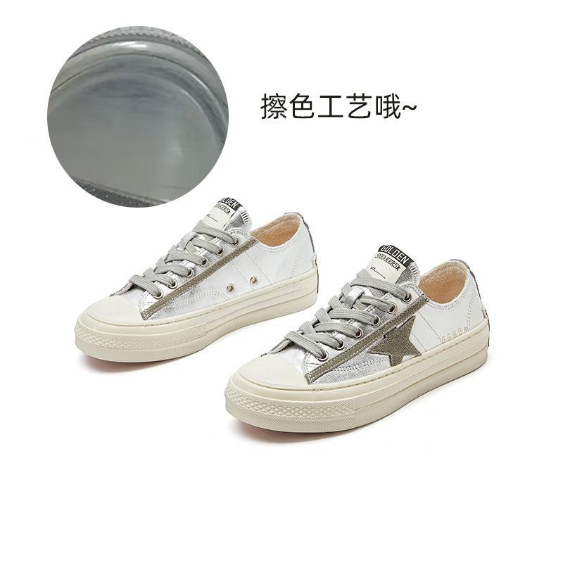 The First Layer of Cowhide Pad Polished White Shoes Women's Spring New Casual Women's Shoes Thick Baseplate Shoes