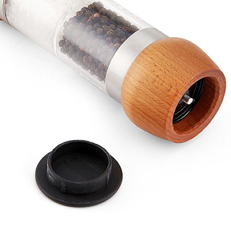 2-in-1 Salt Pepper Mill Wood Dual Pepper Grinder,Coarse Salt Grinder,Capacity 100ML * 2,Salt And Pepper Spice Shaker Grinders