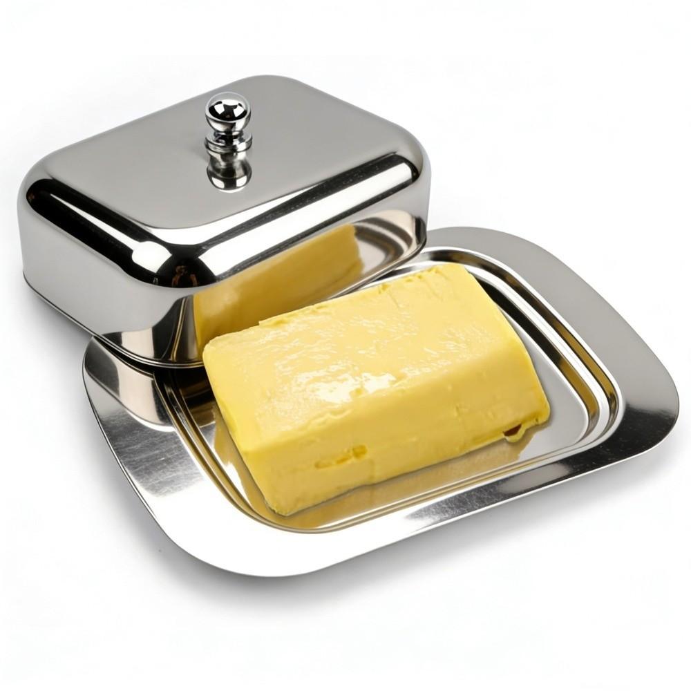 Airtight Stainless Steel Butter Dish Butter Tray Butter Keeping Box Kitchen Tableware