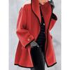 2026 Women's Multicolor Oversized Collar Hooded Loose Wool Coat - European & American Autumn/Winter Fashion