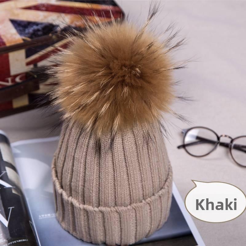 Adult Acrylic Knit Hat With Plush Ball Winter Warmth For Autumn And Winter