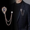 European & American Fashion Hollow Water Drop Brooch: Heart Chain Tassel Corsage for Men's and Women's Coats - Stylish, High-End Accessory.