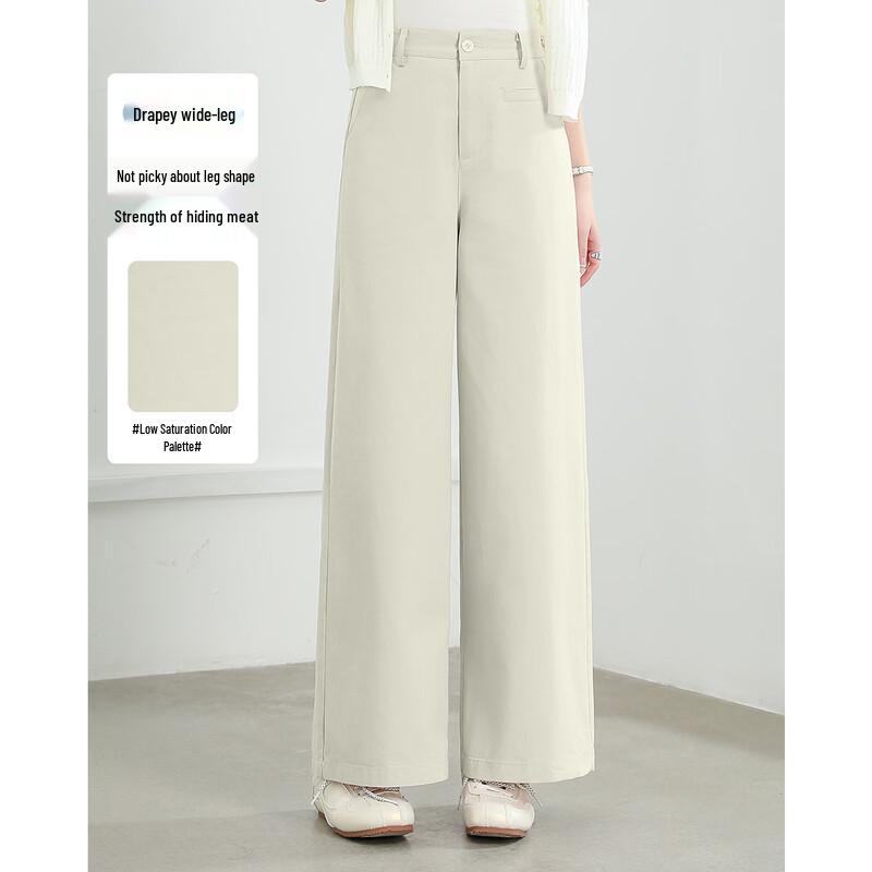 TERRE BLEUE Women s Loose Straight Wide-Leg Casual Pants L