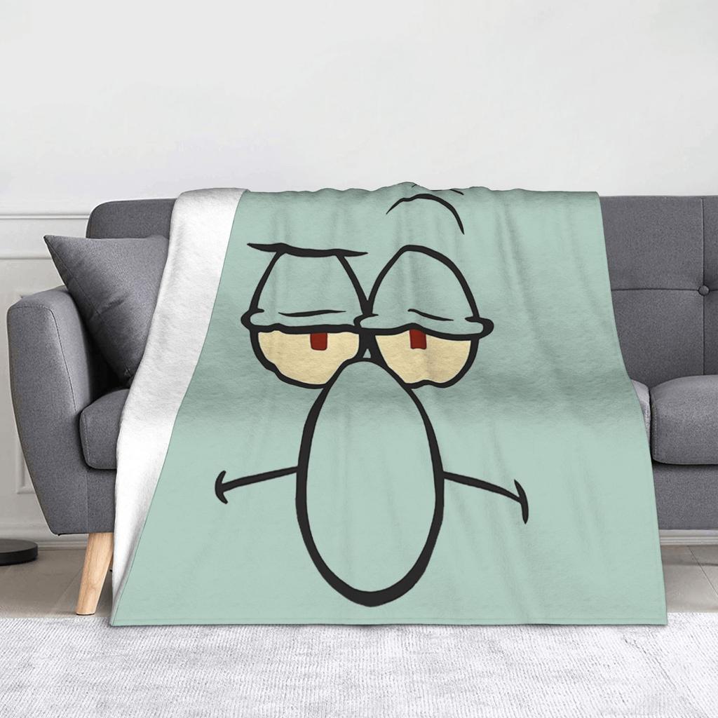 Funny Smile Face SpongeBobing Cartoon Blankets  Fleece Funny Soft Throw Blanket for Home Restaurant Autumn/Winter