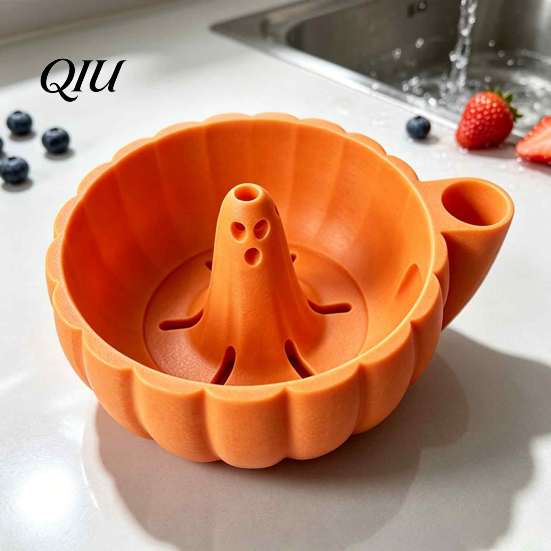Quick Drainage Vegetable Colander Self Spinning Berry Washing Bowl, Halloween Ghost/Pumpkin Swirl 3D Spiral Snack Container Printed Fruit Rinser