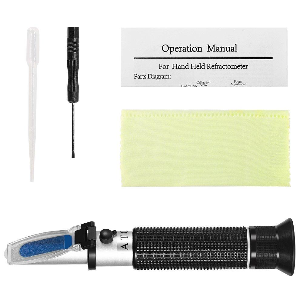 Timvasion Seawater Salinity Meter, Automatic Temperature Compensation (ATC) Handheld Refractometer, Seawater Hydrometer, for Marine Aquarium Tank Sali