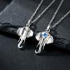 Vnox Men's Blue Stone Elephant Head Pendant O-chain Necklace, Stainless Steel Animal Waterproof Jewelry Longevity Strength Gifts