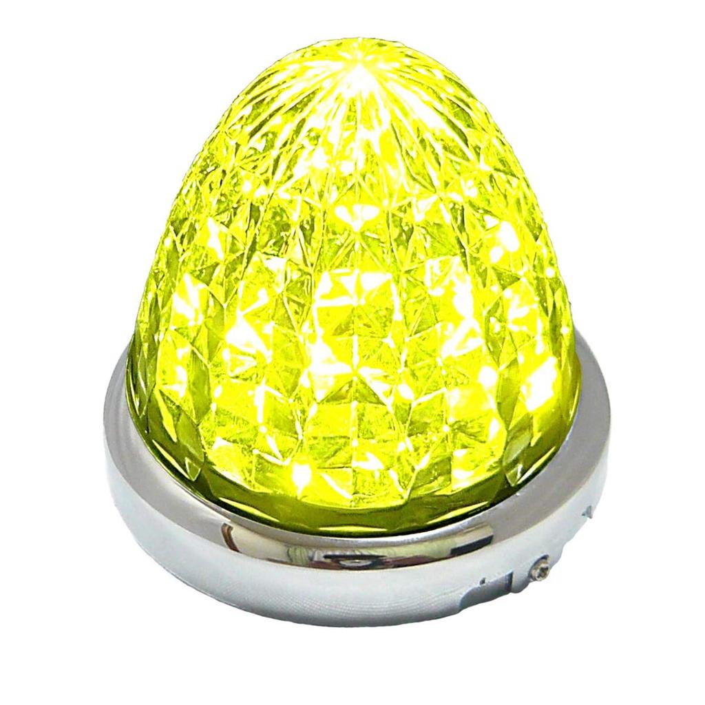 24V LED Marker Lamp Side Marker Plated Ring Truck Supplies Set of 2 (Yellow)