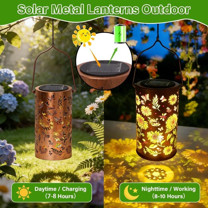 Large Solar Sunflower Metal Light, 8-12H Working Time, IP44 Waterproof Iron Art Landscape Lighting for Lawn Fence Balcony