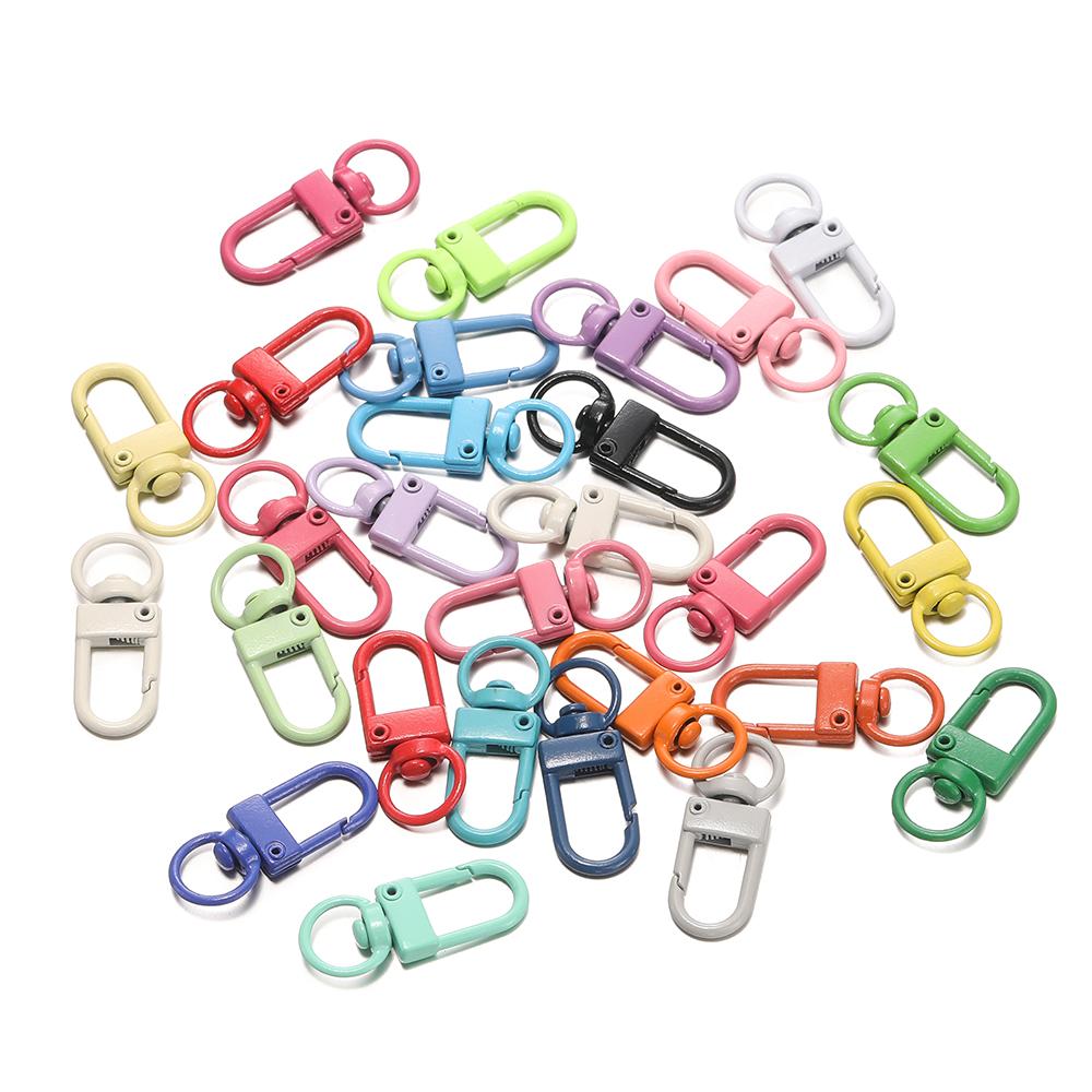 50Pcs/Lot Colorful Mixed Color Alloy Snap Lobster Clasp Hooks Keychain Findings for DIY Keychain Necklace Bracelet Accessories