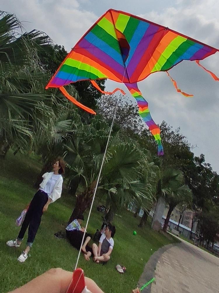 Rainbow Kite for Kids - Easy Flying with Long Tail & Line, Fashion Design Outdoor Fun Sports Flying Toy for Children