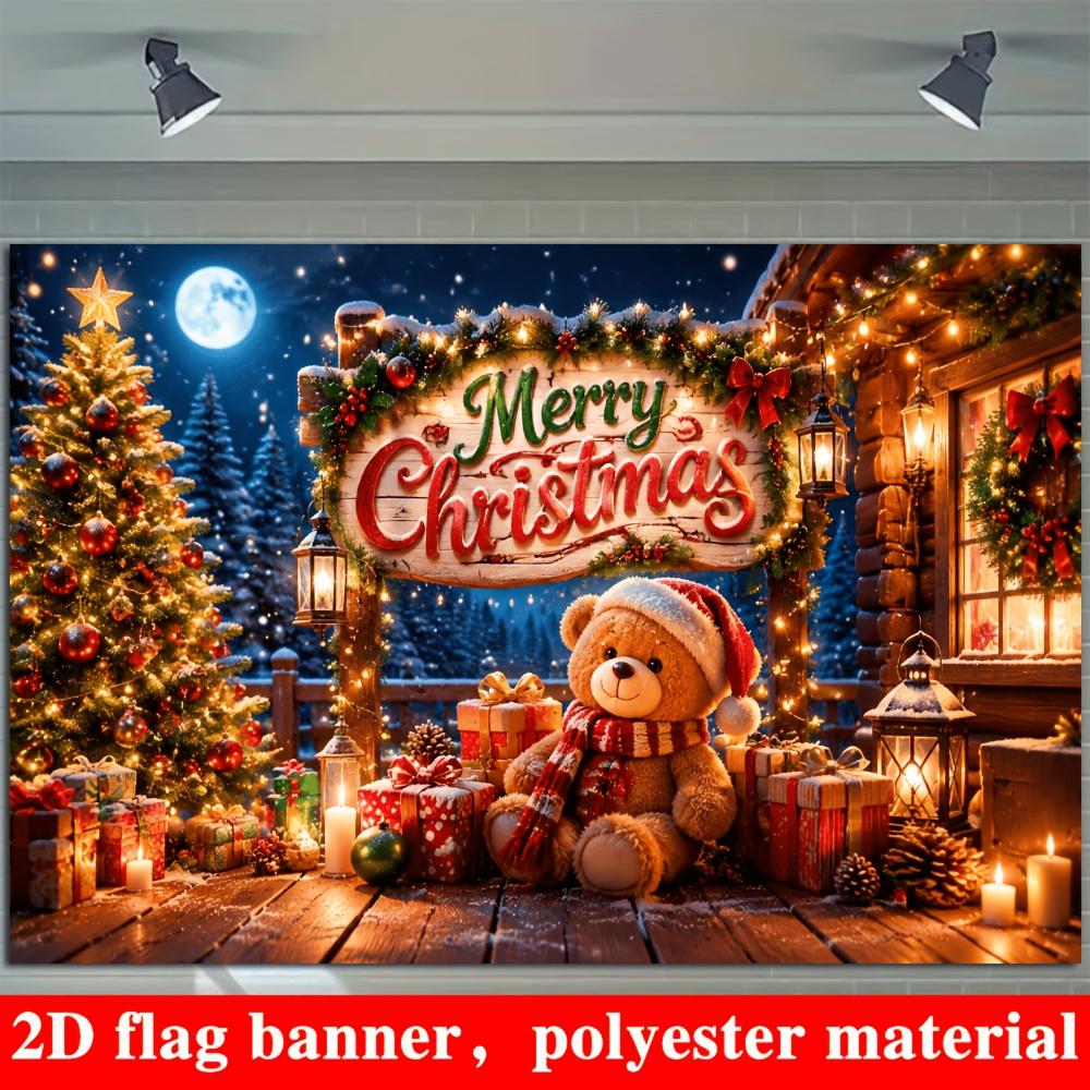1Pcs Teddy Bear Santa Hat Tree Gifts Decoration Background Christmas Backdrop Decorations For Photo Studio Photo Booth Party