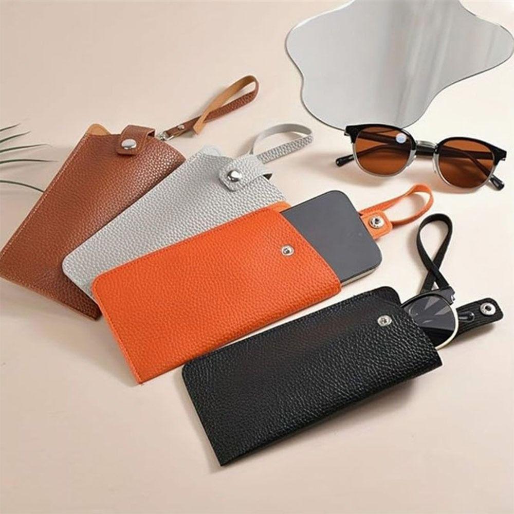 Einfarbige Sonnenbrillentasche PU-Leder Sonnenbrillenhalter Brillen-Zubehör