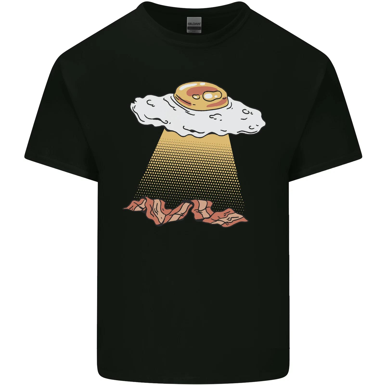 Bacon Abduction Funny Alien UFO Food Kids T-Shirt Childrens S