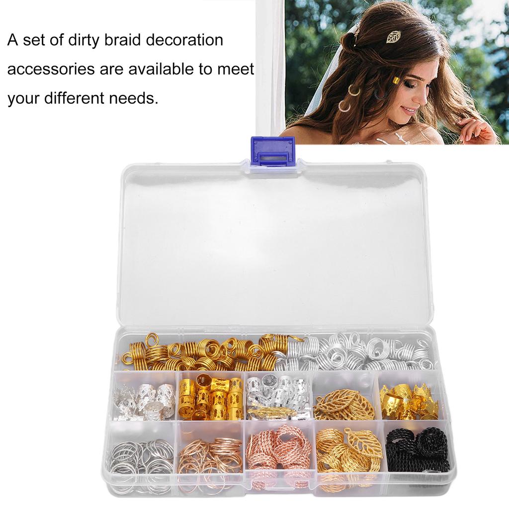 200pcs Hair Braiding Beads DIY Dreadlocks Hair Tube Cuffs Beads Hair Accessories for Hair Clip Decoration