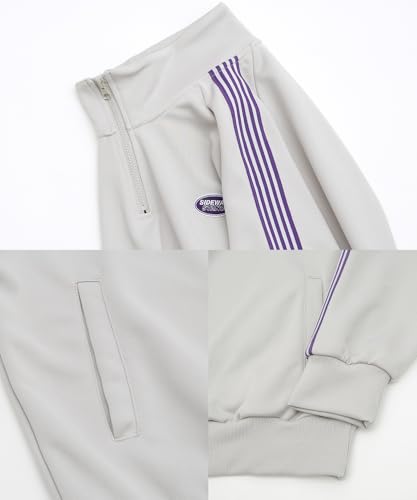 [IMPROVES] [SIDEWAYSTANCE] Embroidered One-Point Line Jersey Long Sleeve Half-Zip Jacket