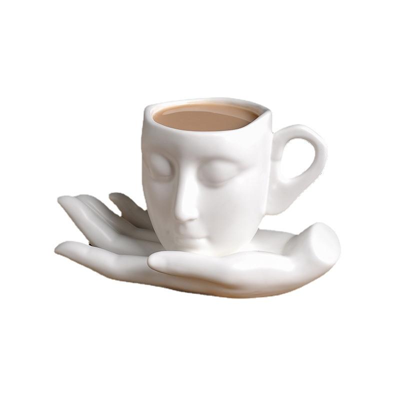 Creative Face Water Cup Nordic Style Ceramic Mug Office Afternoon Tea Milk Coffee Cup Dish Set Home Drinking Set Holiday Gift