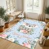 Floral Garden Theme Crystal Velvet Rug Personalized Custom Name Text Soft Floor Mat Home Decor