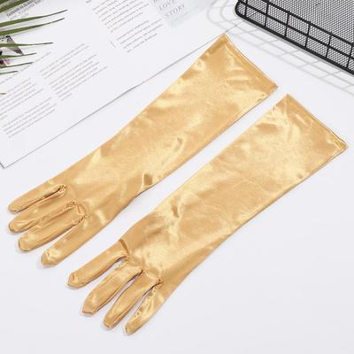 Classic Adult Black White Red Grey Skin Opera/Elbow/Wrist Stretch Satin Finger Long Gloves Women Flapper Gloves Matching Costume