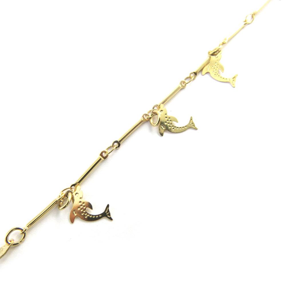 Les Trésors De Lily [M8875] - Gold Plated 'Dolphins' Bracelet - 13x7 Mm