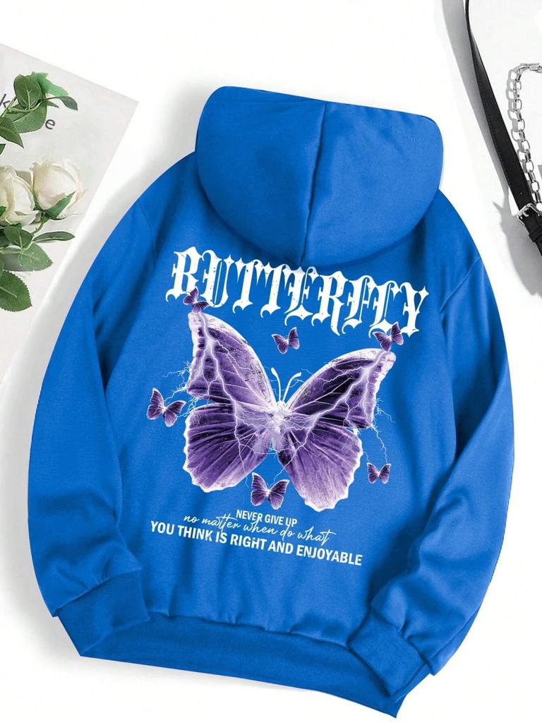 Autumn Men'S Avant-Garde Butterfly Print Soft And Comfortable Hoodie Outdoor City High Street Hoodie