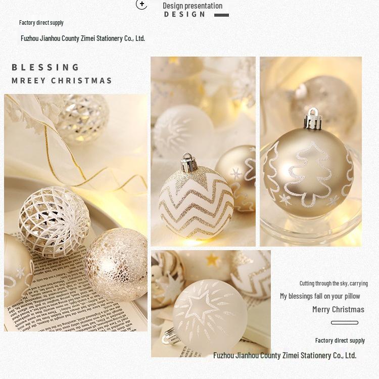 16-Piece Champagne Gold & White Christmas Tree Hanging Ornaments Set