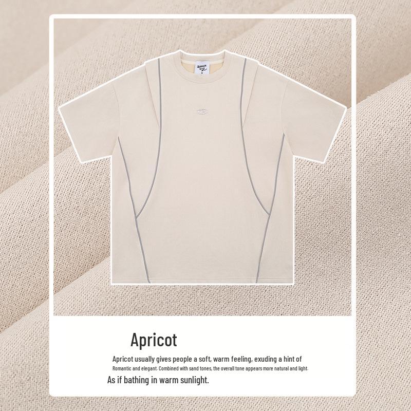 

3D Structured Summer T-shirt with Reflective Strips and Detachable Sleeves Medium абрикосовий