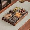Light Luxury Walnut Wood & Glass 6-Compartment Dried Fruit Tray