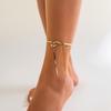 Vintage Snake Chain Ribbon Bow Anklet for Women Girls Adjustable Summer Beach Chain Anklet Bracelet