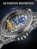 FORSINING Men's Retro Watch, Engraved Automatic Mechanical Tattoo Tourbillon Moon Phase Independent Seconds Hand Skeleton Automatic Large Dial Watch,