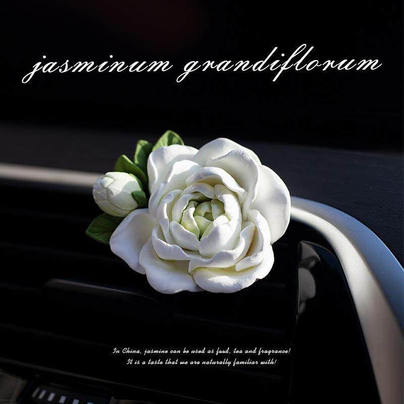 Jasmine Car Perfume Fragrance Diffuser for Car Air Conditioning Vent Decoration Flower Aroma Stone Goddess Fragrance with a High-End Feel White Jasmine Floral Fragrance