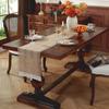 Runner da Tavola in Cotone e Lino Stile Americano Colore Unico Rettangolare Copritavola per Tavola da Pranzo Festiva Rustico con Nappe