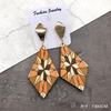 Bohemian wood earrings women's personality exaggerated print flower stud earrings vacation versatile temperament earrings