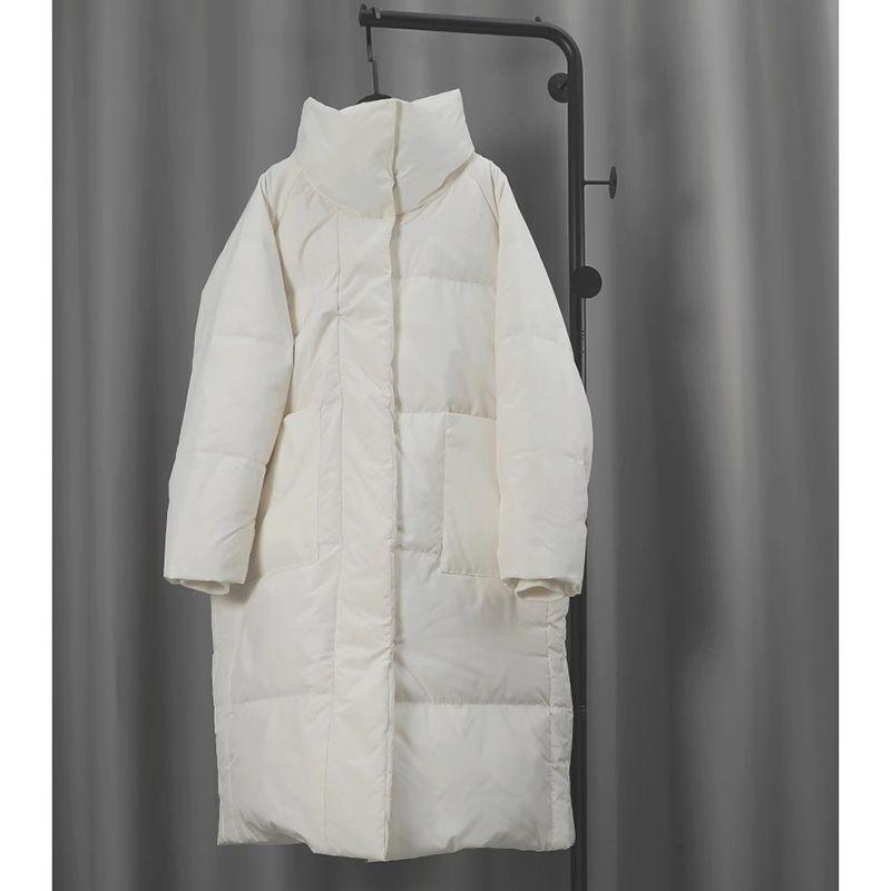 

Женская зимняя куртка 2023 года в корейском стиле средней длины выше колена из хлопка свободного кроя (Утолщенный) XL recommended for 140-160 jin белый